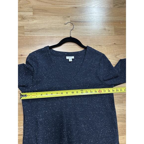 J Jill Ponte V-Neck Dress Women’s Medium Tall Navy Long Sleeve Flecked - Picture 5 of 8